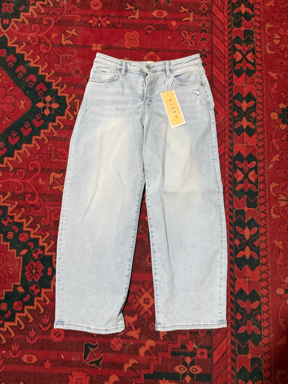 Risen Light Wash Boyfriend Jeans - Light Blue